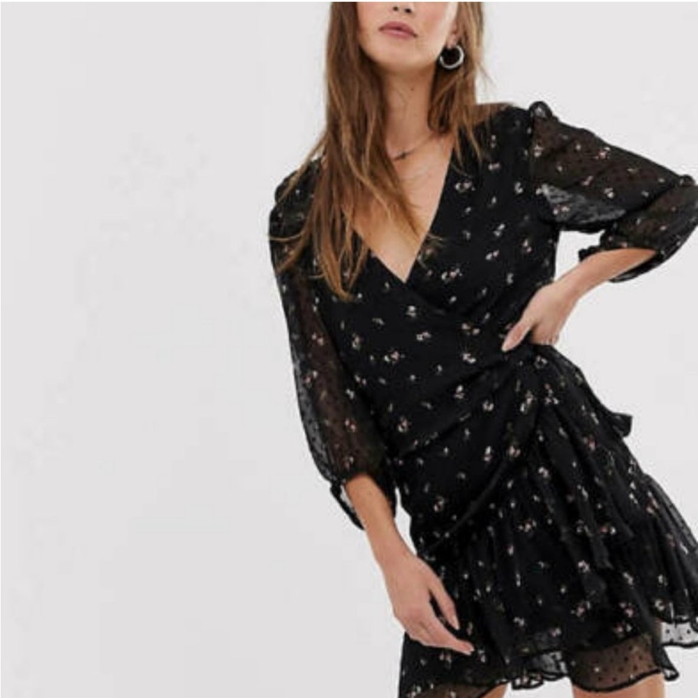 Allsaints Jade Aster Floral Wrap Dress